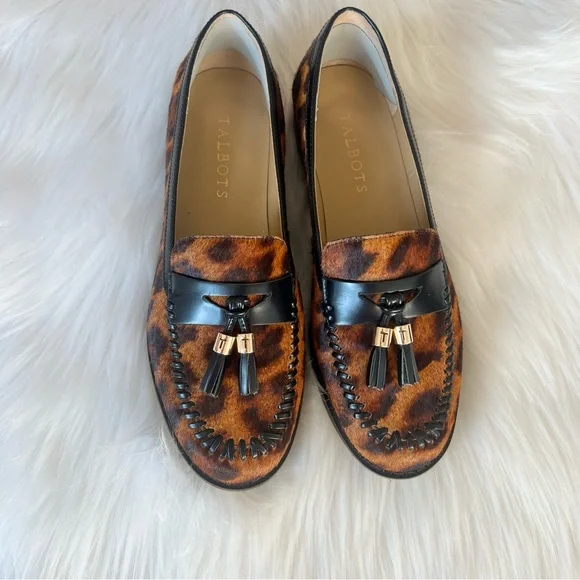 Talbots Calf Hair Loafers Tassel Loafers Leopard Laura Tassel Calf